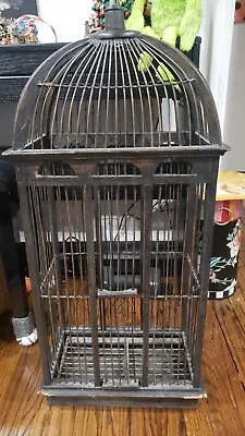 Vintage Tall Cathedral Black Victorian Style Wooden Birdcage • $250