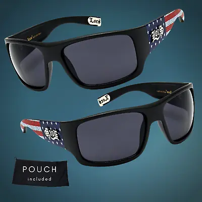 Locs Men Matte Black Biker American USA Flag Black Rectangular Sunglasses Shades • $9.99