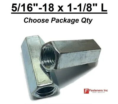 5/16 -18 X W1/2  X L 1-1/8  Coarse Grade A Hex Threaded Rod Coupling Nut Zinc • $15.99