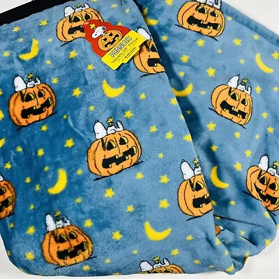 PEANUTS Snoopy Woodstock Halloween Throw Blanket 50 X70” Moon Stars Pumpkins • $41.64