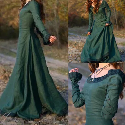 £21.59 • Buy Medieval Vintage Women Queen Long Dress Prom Ball Gown Costume Gothic Clothing