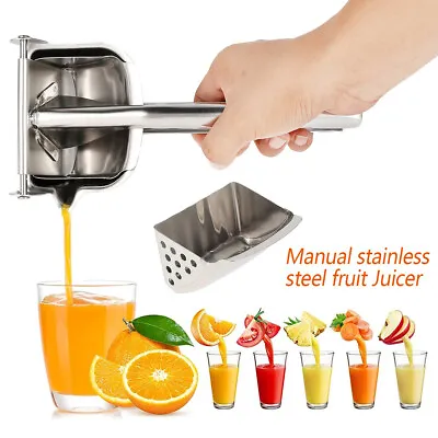 Manual Juicer Stainless Steel Hand Juice Press Squeezer Fruit Juicer Extractor • $24.09