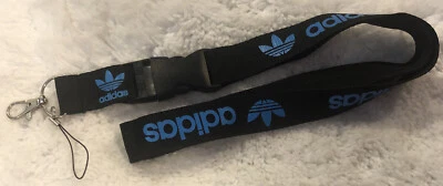 $5.95 • Buy Adidas Lanyard Keychain Black/Blue Detachable Clip New