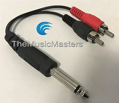 1/4  Male Mono Plug To Dual RCA Plugs (M) Premium 6  Inch Audio Cable Wire VWLTW • $7.79