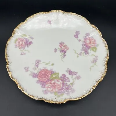 J.P.L. Jean Pouyat Limoges France 8.5  Decorative Floral Plate W Gold Trim • $19.96