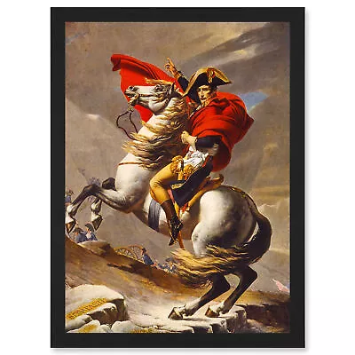 Portrait Napoleon Bonaparte Emperor France Alps Horse A4 Framed Wall Art Print • £18.99