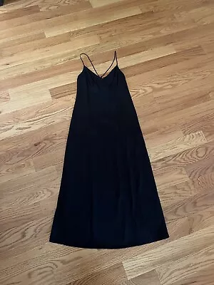 Madewell Black Sleeveless Criss Cross Back Layton Midi Slip Dress Size 2 • $6