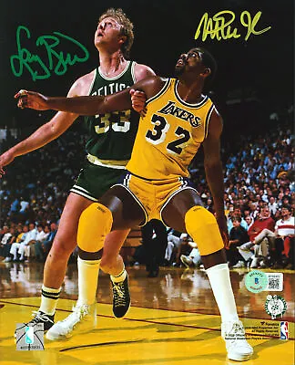 Magic Johnson & Larry Bird Authentic Signed 8x10 Vertical Boxout Photo BAS Wit • $239.99