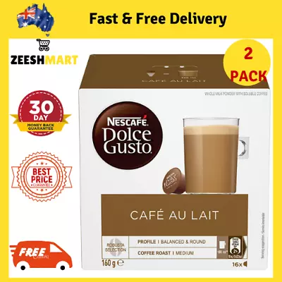 2 X High Quality NESCAFE Dolce Gusto Cafe Au Lait Coffee Pods 16 Capsules • $22.87