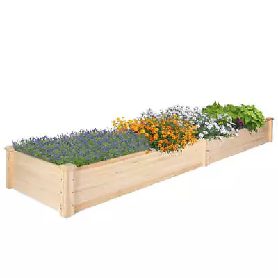 Raised Garden Bed 8 X 2 Ft Outdoor Natural Fir Wood Elevated Planter Garden B... • $103.98