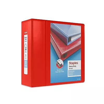 Staples Heavy Duty 5  3-Ring View Binder Red (24702) 82658 • $15.43