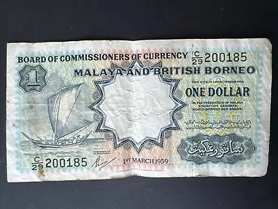 Malaya And British Borneo (British Malaysia) 1 Dollar 1959 Banknote • £19.99