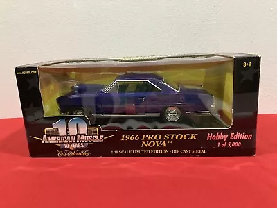 ERTL 1/18 1966 PRO STOCK CHEVY NOVA Blue LIMITED EDITION 1 OF 5000 NEW SEALED • $89.95