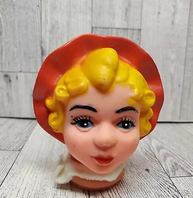 Vintage Rubber Head Girl In Red Bonnet Hand Puppet 60's 70's Mr. Rogers • $8.99