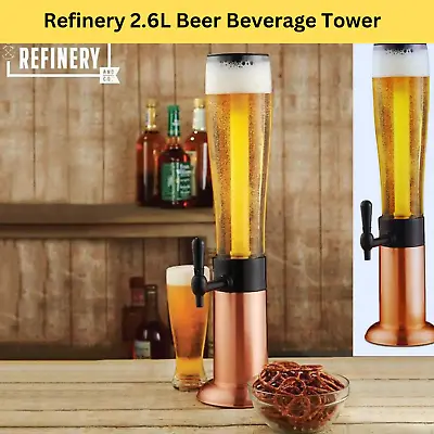 Refinery Beer Tower With Tap Ice Drink Dispenser 2.6L Beverage Bar Tube Copper • $197.75