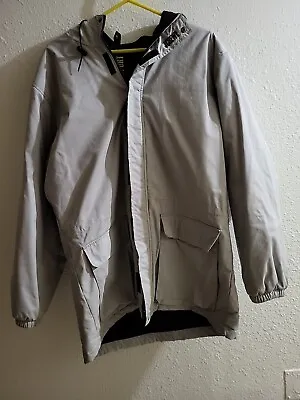 J. CREW  TAN WAXED COTTON ZIPPER Reversible JACKET COAT HOOD MEN'S MEDIUM • $25