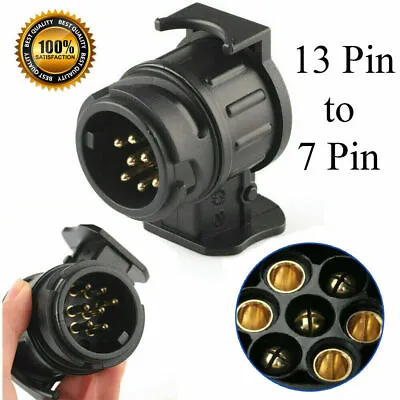 13 To 7 Pin Plug Trailer Truck Waterproof Electric Towbar Towing Socket Adapter • £5.99