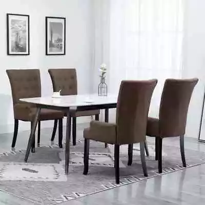 Dining Chairs With Armrests 4 Pcs Brown Fabric VidaXL • $1230.05