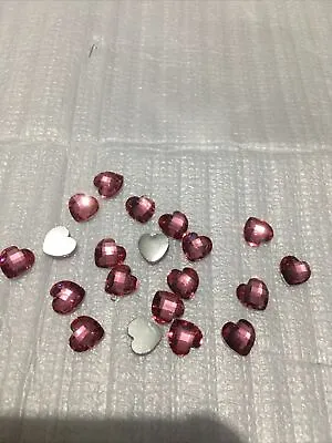 20 Pink Heart Flatbacks Cabochons Decoden Kawaii • £0.99