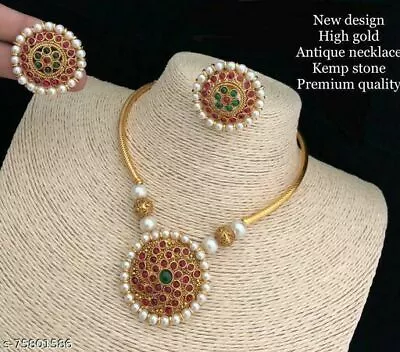 Indian Gold Plated Brass & Copper Jewellery Set For Party Wear & Wedding - FS • $29.55