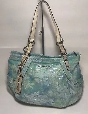 🩵💚b Makowsky Floral Snake Print Leather Tote Shopper Guc💚🩵 • $50