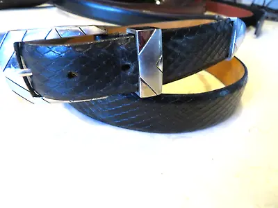 Remo Tulliani SZ 36 Black Snakeskin Pattern 1 1/8  Wide  Belt  Leather  929 • $26.99