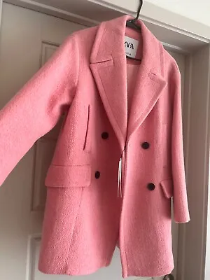 $149.99 • Buy Zara Women New Oversized Double-breasted Coat Wool Blend Pink Size S 2263/299
