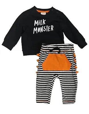 Infant Boys Milk Monster Black Halloween Sweatshirt & Pants Set 3-6 Months • $12