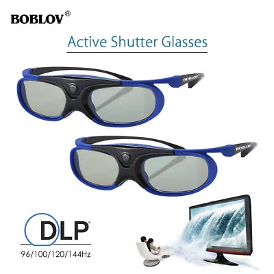 £29.68 • Buy 2Pcs 3D Active Shutter Glasses DLP-Link Rechargeable Fit 96Hz-144Hz 3D Projector
