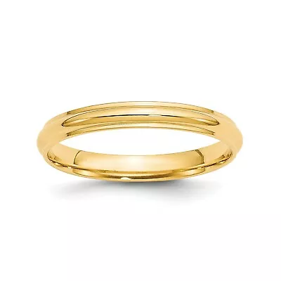 14k Yellow Gold Standard Fit 3mm Half Round W/ Edge Wedding Band Sizes 4 To 14 • $290