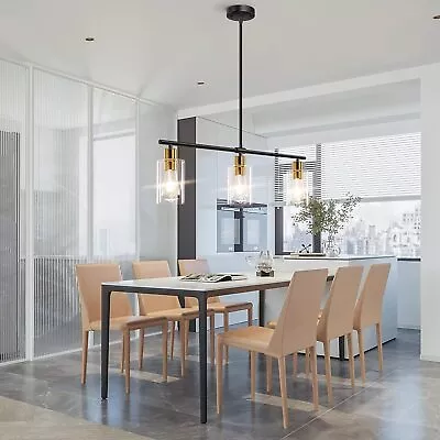 Kitchen Island Lighting Glass Chandelier Fixture Gold Black Pendant Light Foyer • $64.99