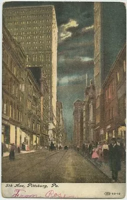Pittsburgh Pa 5th Avenue Scene 1907 Antique Postcard Pennsylvania • $8.99