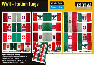 ETA Diorama 1/35 WWII Italian Flags • $9.95