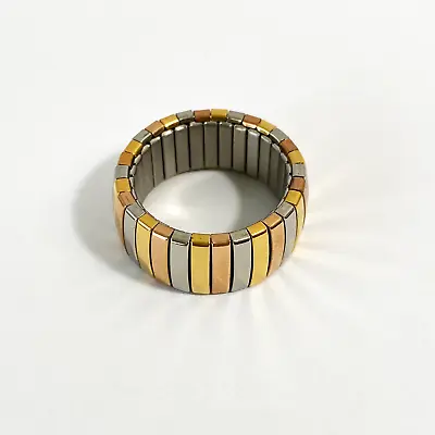 Milor Italy Stretch Ring Tri Color Gold Silver Sz 10 Stainless Steel • $28.75