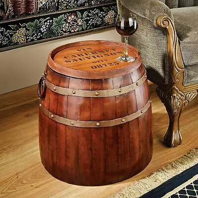 Wine Barrel Side Table Wooden Furniture French Vineyard Home Decor Vintage Style • $299.99