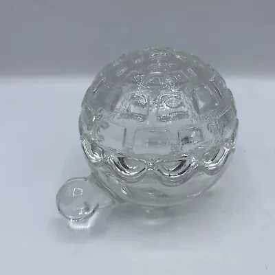 Vintage Anchor Hocking Clear Glass Turtle Trinket Box Bowl 4.5” Shell Lid USA • $14.99