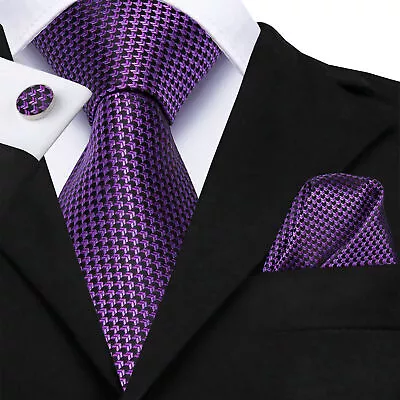 Paisley Mens Tie Set Silk Jacquard Necktie Pocket Square Cufflinks Set Formal  • $11.99