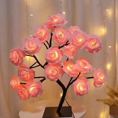 Rose Tree Lamp Table Flower Light 24 LED Home Decor Girls Gift For Valentine Day • $32.29