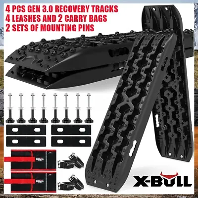 X-BULL Recovery Tracks With Mounting Pins Sand 10T 4WD Truck 2Pairs Black Gen3.0 • $198