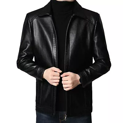 Faux Leather Jacket Men Faux Leather Jacket Men's Faux Leather For Autumn • $33.39