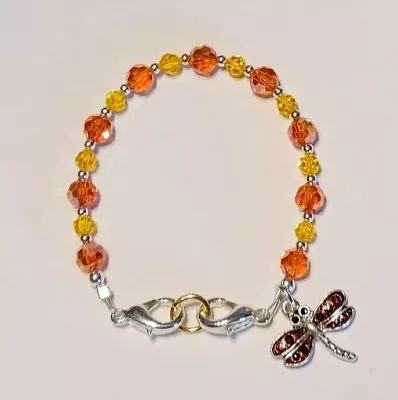 Crystal Round Beads Orange & Yellow Medical Alert ID Replacement Bracelet Summer • $8.50