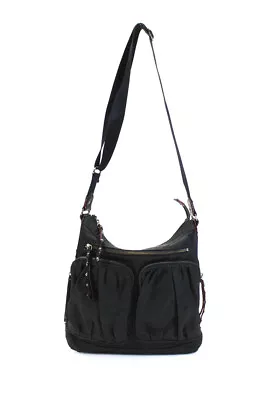 MZ Wallace Womens Leather Trim Studded Sides Shoulder Handbag Black • $41.49