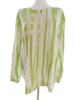 Monton Paris  Size XXL Green Tunic Blouse Cotton 100% Long Sleeve Stripes • $39.74