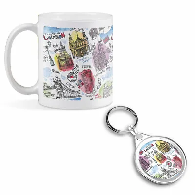Mug & Round Keyring Set - London Travel Souvenir England  #13032 • £9.99