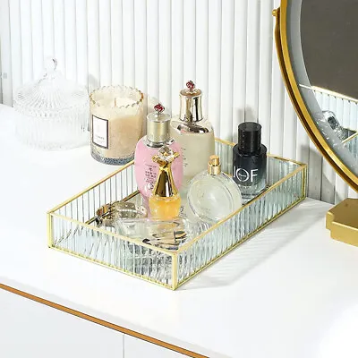 S/M/L Mirror Tray Bedroom Perfume Tray Vanity Jewelry Tray Gift Dessert Plate • £10.95