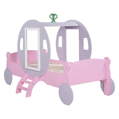 3FT Princess Carriage Kids Toddler Bed Single Car Bed Pink 90*190cm For Girls QH • £179.99