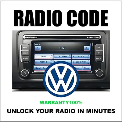 Radio Code Unlock Vw Rcd510 Codes Rcd500 9 Decode Rns315 310 Fast Service • $7.99