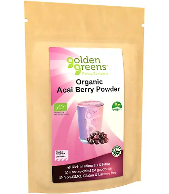 Golden Greens Acai Powder 50g - Organic ✅ From Whole Berry ✅ Equivalent To 1Kg ✅ • £9.95