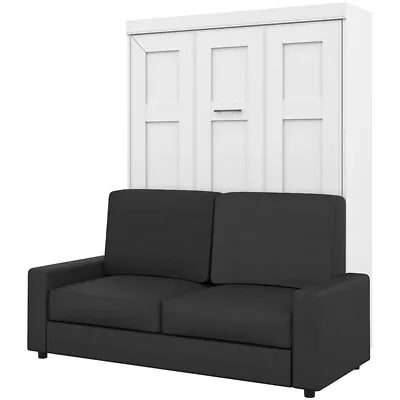 Homesphere Furniture 78W Queen Murphy Bed With Sofa In White And Gray • $3159.99