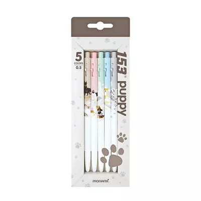 Monami 153 Ball Point Pen Puppy Series 0.5 Mm 5 Pcs Set Ink- 5 Colors • $7.80